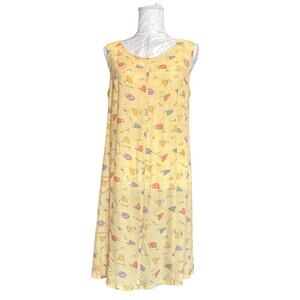 Vintage Ballerina Shift Dress Womens Medium Butter Yellow Ballerina Knee Length